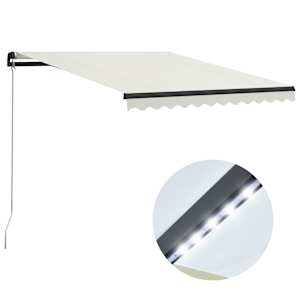 Ručně zatahovací markýza s LED světlem 300 x 250 cm krémová - obrázek 1