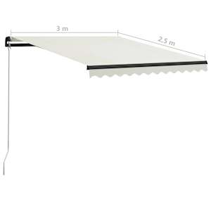 Ručně zatahovací markýza s LED světlem 300 x 250 cm krémová - obrázek 11