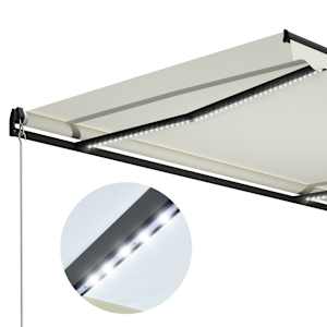 Ručně zatahovací markýza s LED světlem 300 x 250 cm krémová - obrázek 5