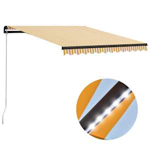 Ručně zatahovací markýza s LED světlem 300 x 250 cm žluto-bílá - obrázek 1