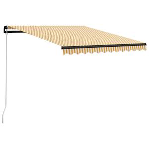 Ručně zatahovací markýza s LED světlem 300 x 250 cm žluto-bílá - obrázek 2