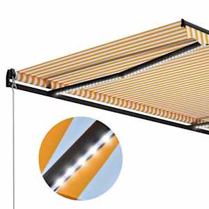 Ručně zatahovací markýza s LED světlem 300 x 250 cm žluto-bílá - obrázek 5