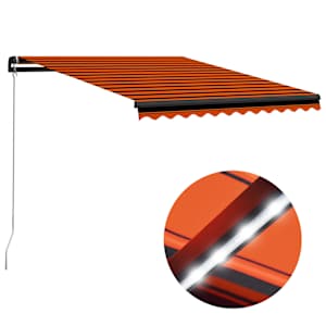 Ročno zložljiva tenda LED 350x250 cm oranžna in rjava