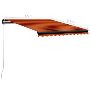 Ručně zatahovací markýza s LED světlem 350x250 cm oranžovohnědá - obrázek 11