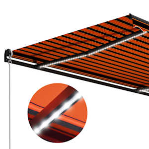 Ručně zatahovací markýza s LED světlem 350x250 cm oranžovohnědá - obrázek 5