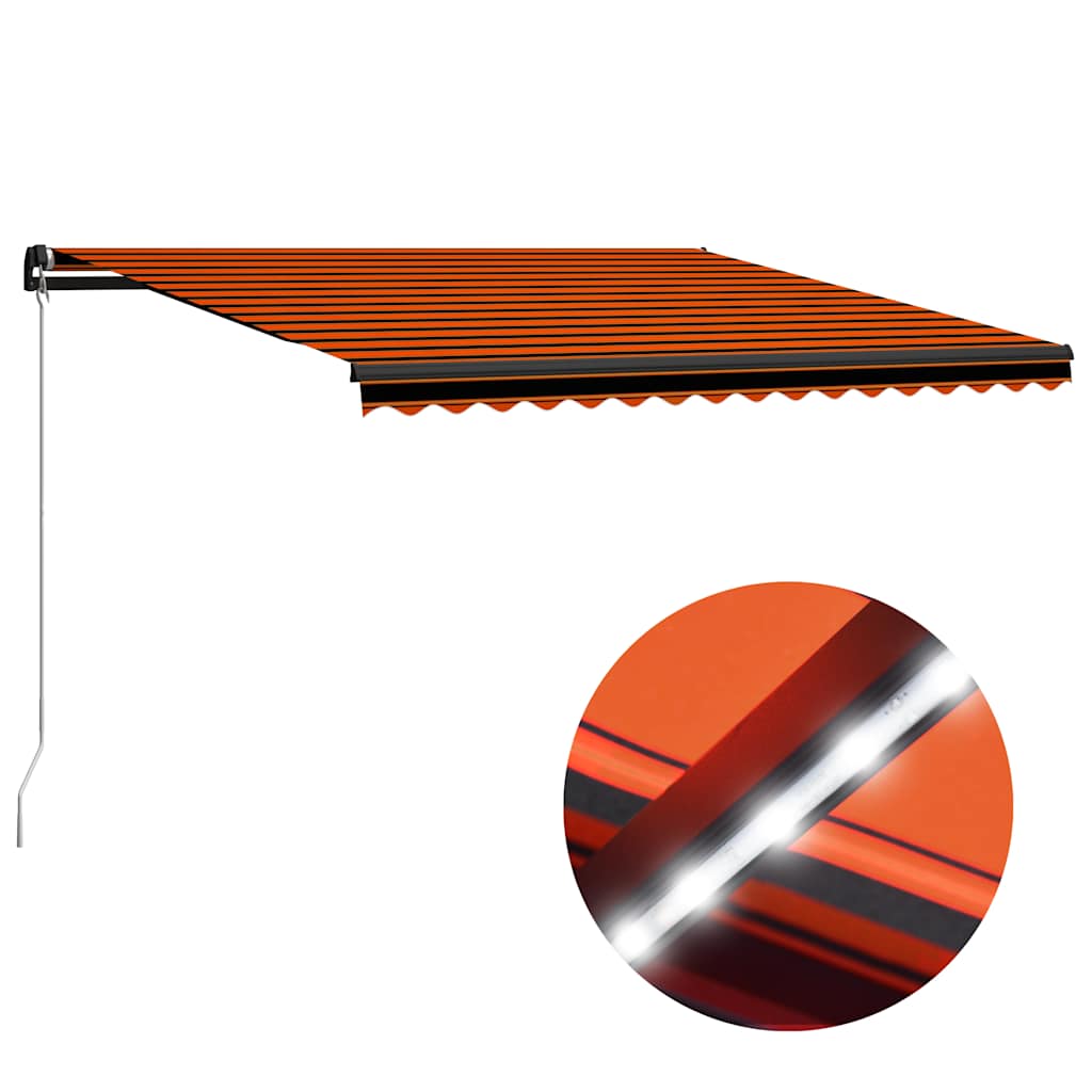 vidaXL Markise Manuell Einziehbar mit LED 450x300 cm Orange & Braun