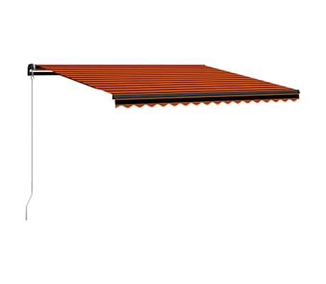 vidaXL Toldo retr&aacute;til manual com LED 450x300 cm laranja e castanho