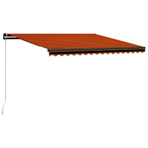 vidaXL Toldo retr&aacute;til manual com LED 450x300 cm laranja e castanho