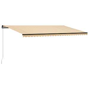 vidaXL Rankiniu būdu i&scaron;traukiama markizė, geltona ir balta, 600x300cm