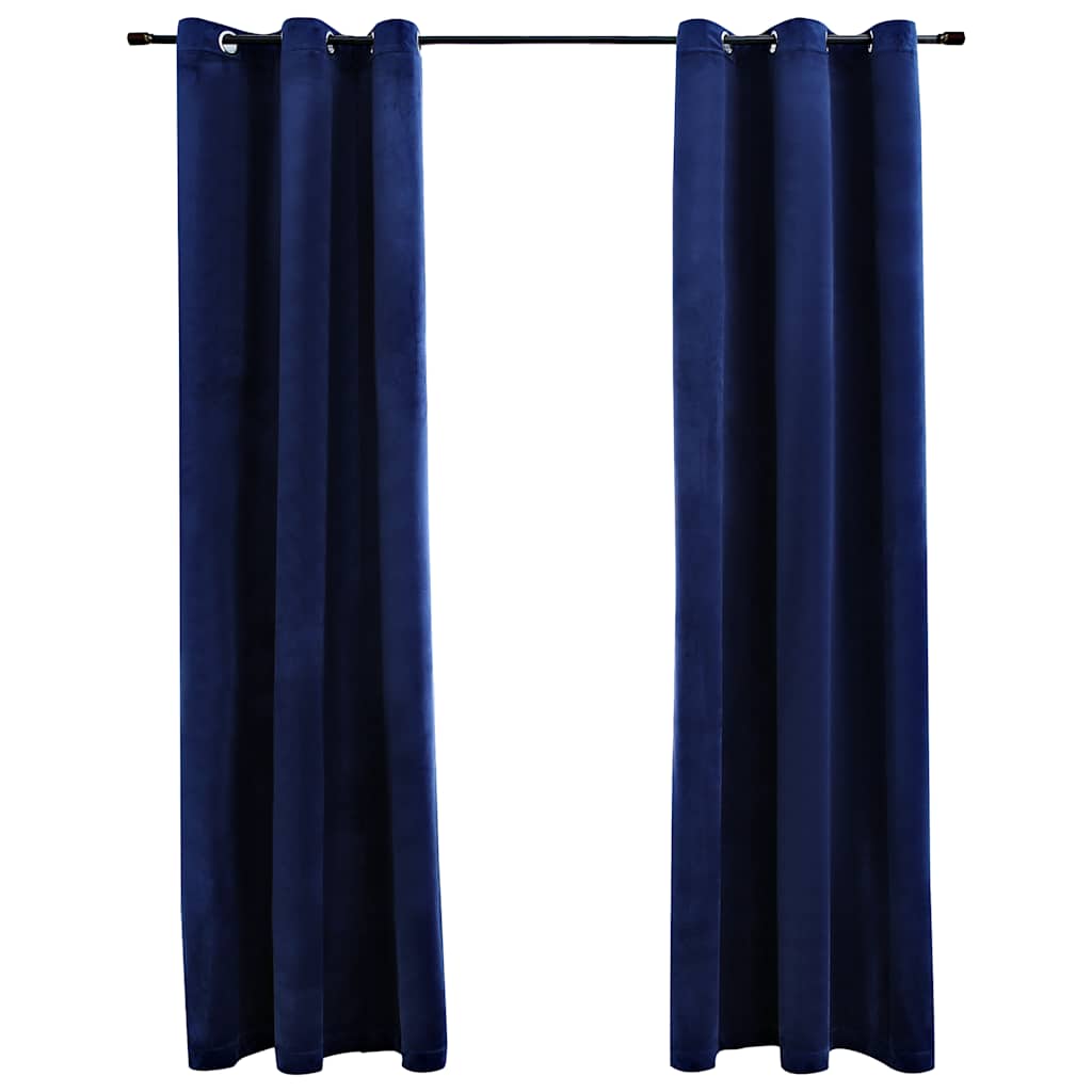 

vidaXL Blackout Curtains with Rings 2 pcs Navy Blue 37"x84" Velvet