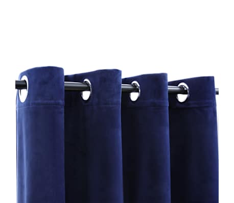 vidaXL Blackout Curtains with Rings 2 pcs Navy Blue 54"x63" Velvet