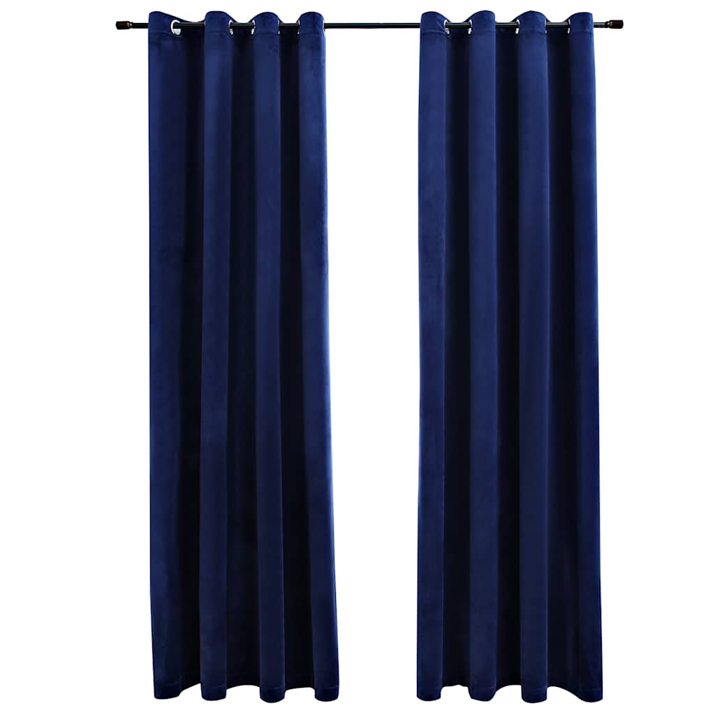 

vidaXL Blackout Curtains with Rings 2 pcs Navy Blue 54"x84" Velvet