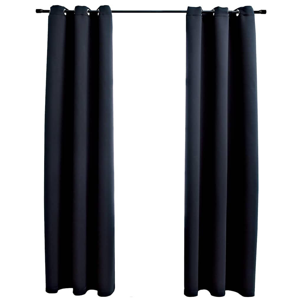 

vidaXL Blackout Curtains with Rings 2 pcs Black 37"x84" Fabric