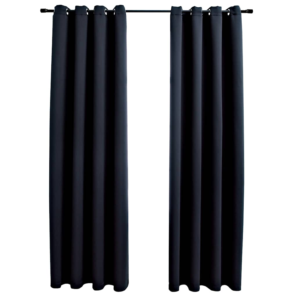 

vidaXL Blackout Curtains with Rings 2 pcs Black 54"x63" Fabric