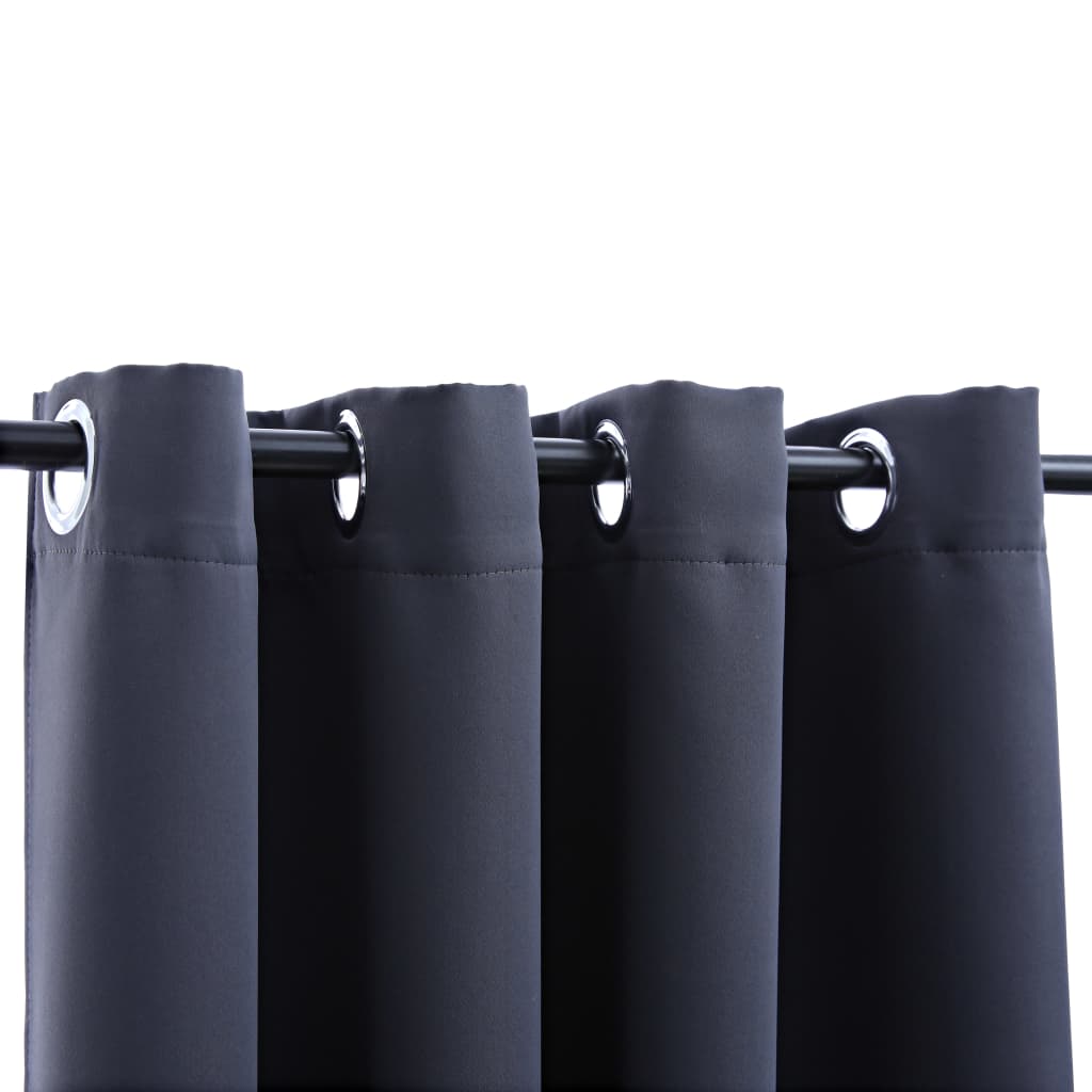 vidaXL Blackout Curtains with Rings 2 pcs Anthracite 54"x63" Fabric