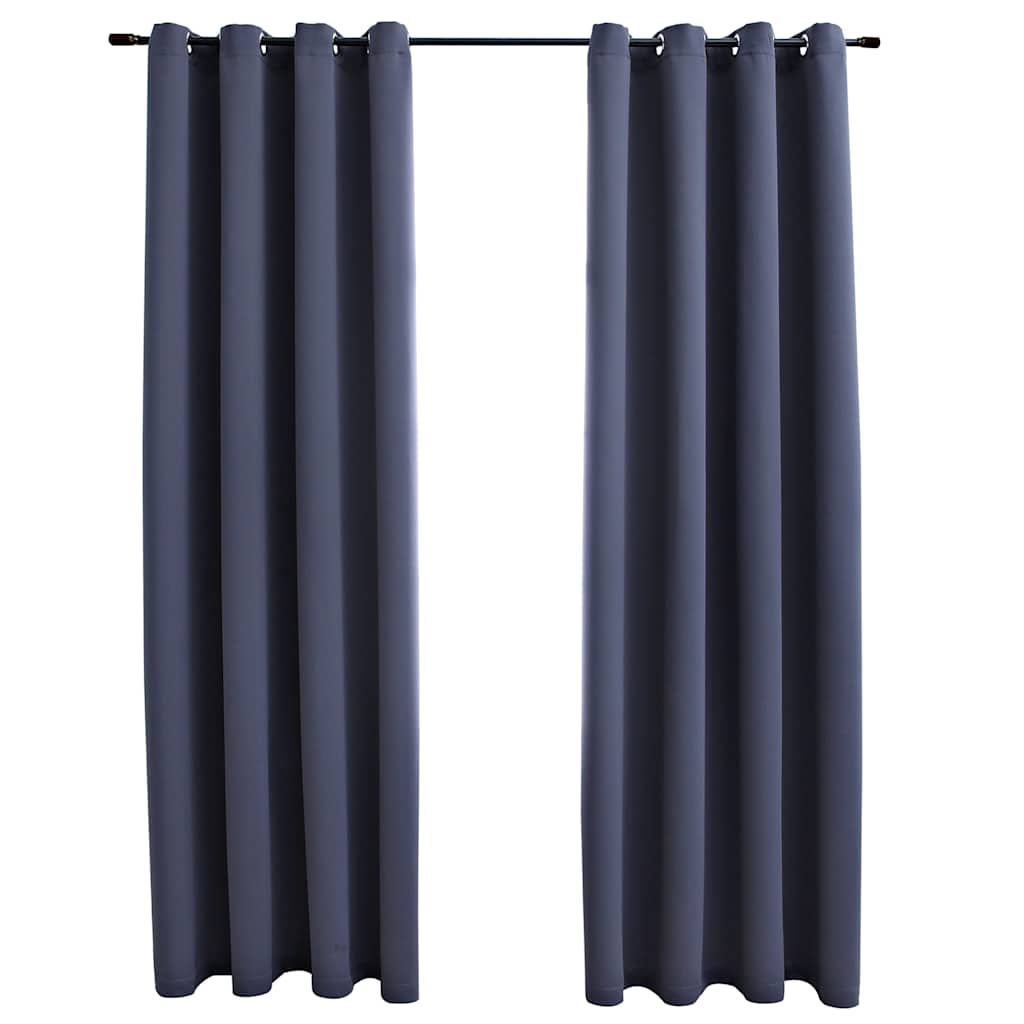 vidaXL Blackout Curtains with Rings 2 pcs Anthracite 54"x95" Fabric-image-134845