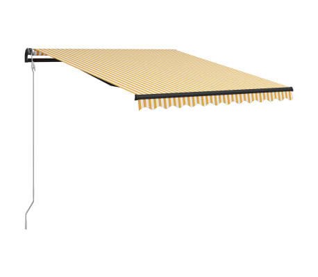vidaXL Automatinė i&scaron;traukiama markizė, geltona ir balta, 300x250cm