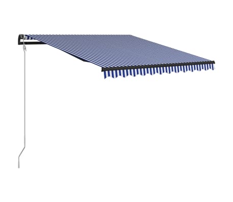 vidaXL Luifel automatisch uittrekbaar 350x250 cm blauw en wit