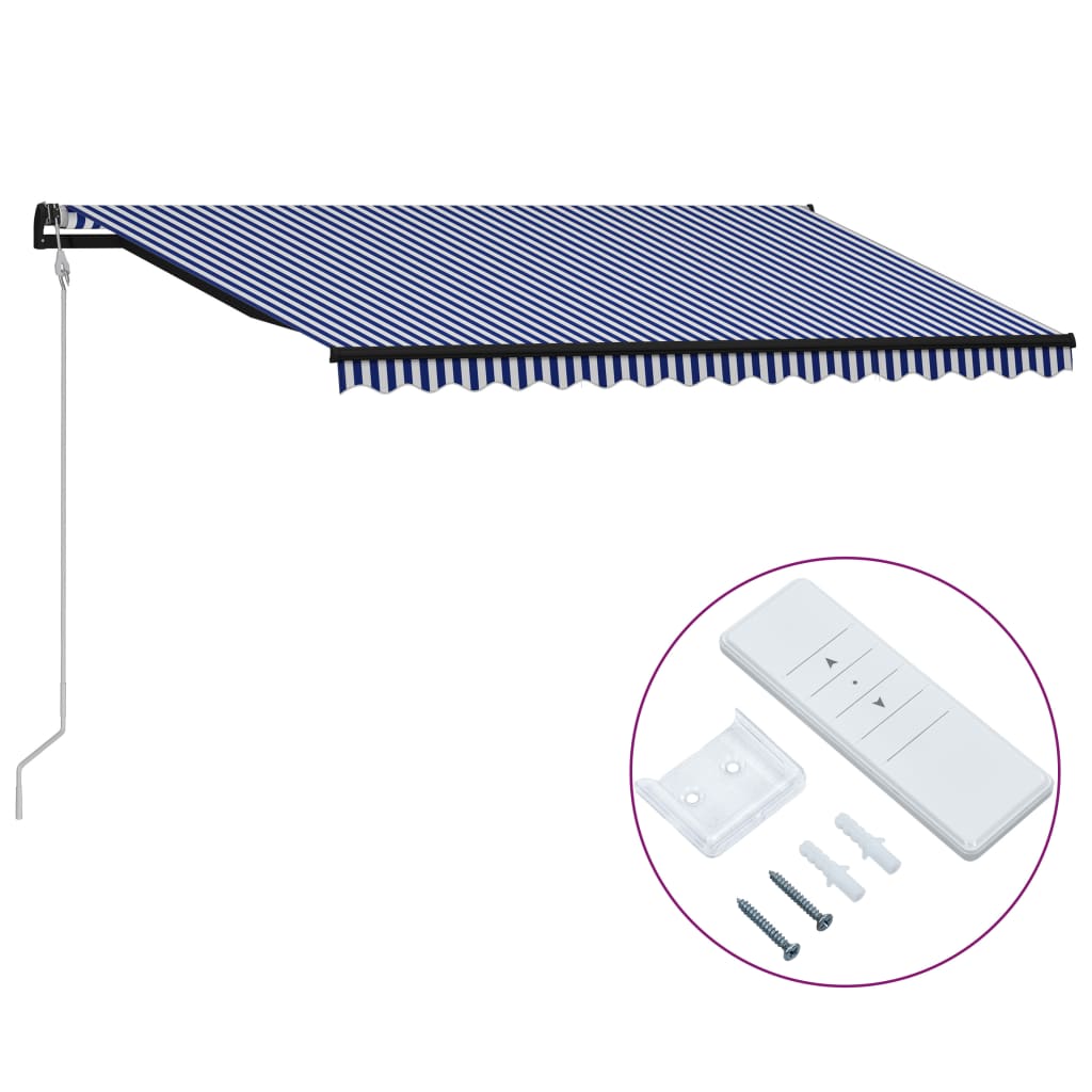 vidaXL Automaattisesti sisäänkelattava markiisi 400×300 cm sin./valk.