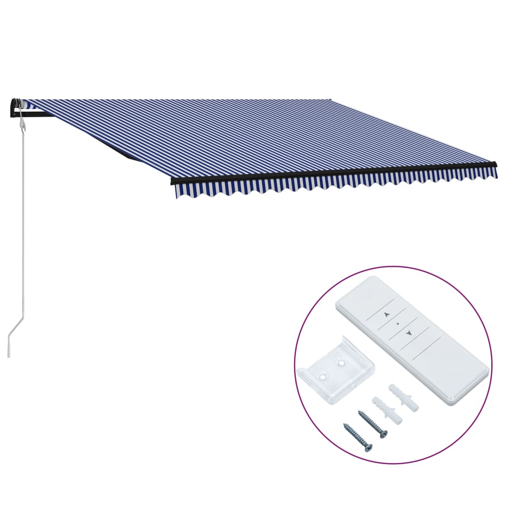 vidaXL Automaattisesti sisäänkelattava markiisi 500×300 cm sin./valk.