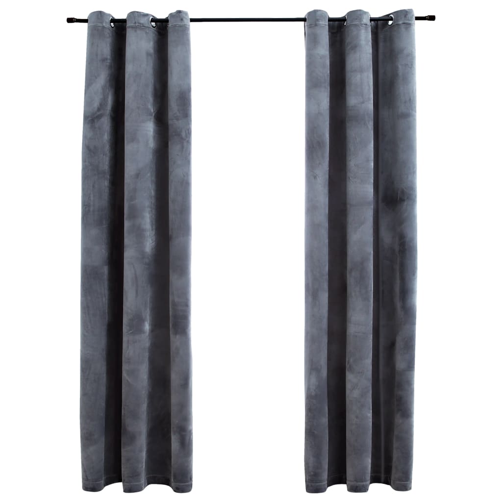 Image of vidaXL Blackout Curtains with Rings 2 pcs Anthracite 37"x84" Velvet