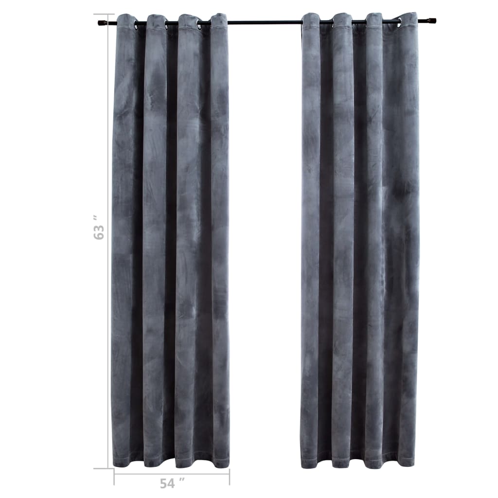 vidaXL Blackout Curtains with Rings 2 pcs Anthracite 54"x63" Velvet