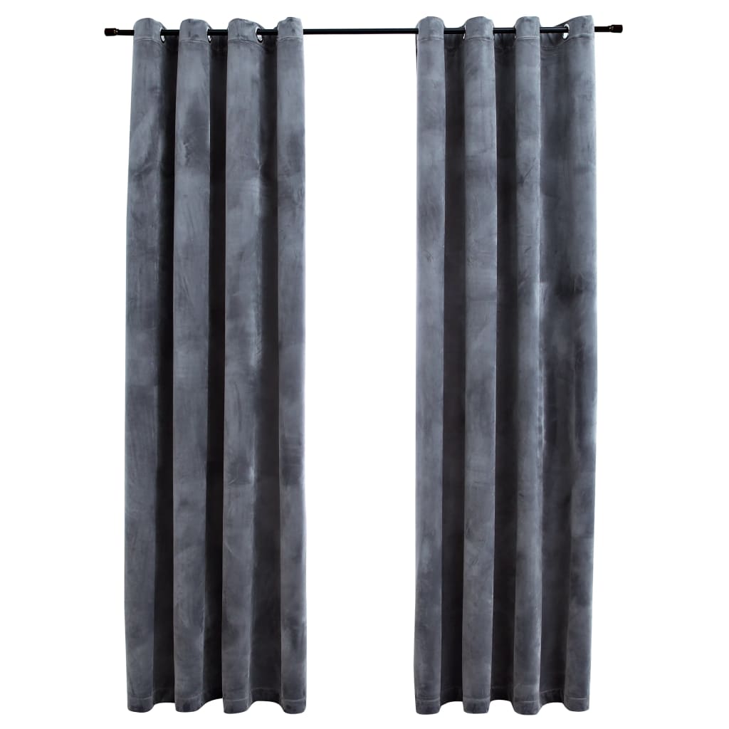 Image of vidaXL Blackout Curtains with Rings 2 pcs Anthracite 54"x84" Velvet