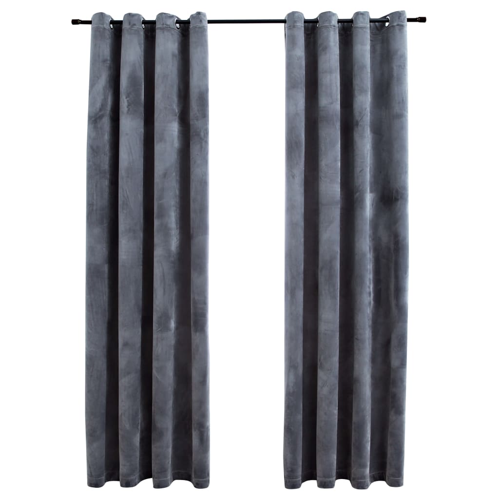 Image of vidaXL Blackout Curtains with Rings 2 pcs Anthracite 54"x95" Velvet