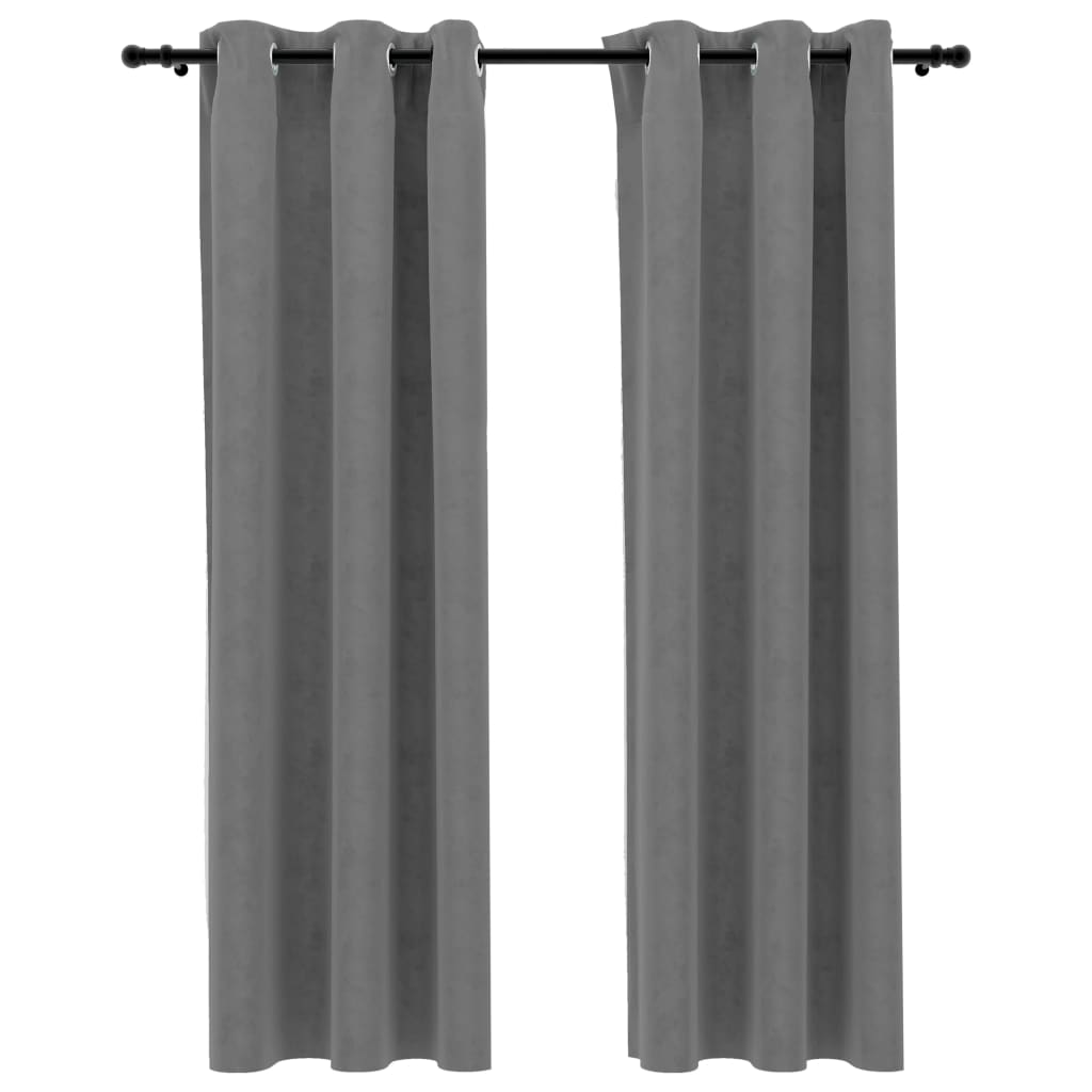 Image of vidaXL Blackout Curtains with Rings 2 pcs Grey 37"x95" Velvet