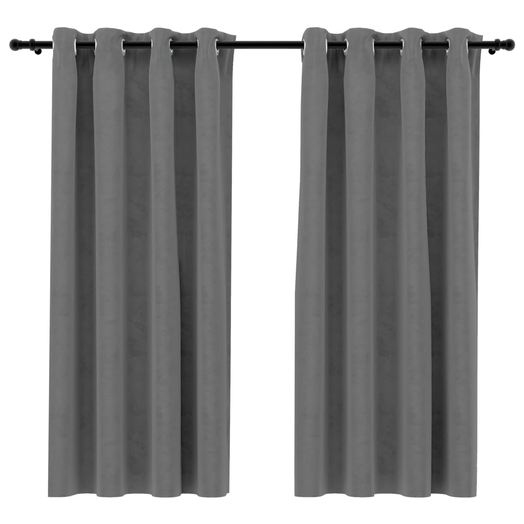 Image of vidaXL Blackout Curtains with Rings 2 pcs Grey 54"x84" Velvet