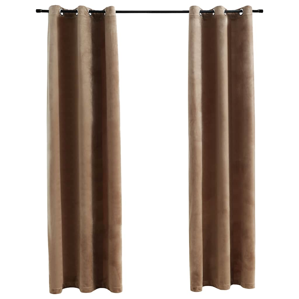 

vidaXL Blackout Curtains with Rings 2 pcs Beige 37"x95" Velvet