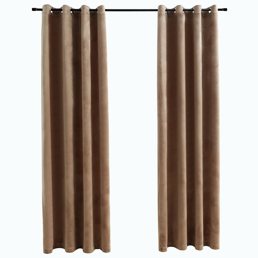 

vidaXL Blackout Curtains with Rings 2 pcs Beige 54"x63" Velvet