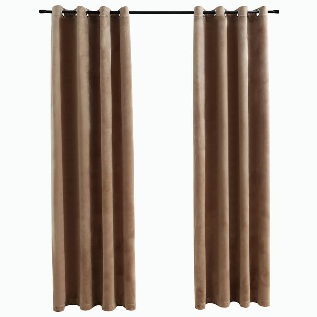 VidaXL Blackout Curtains With Rings 2 Pcs Beige 54x84 Velvet