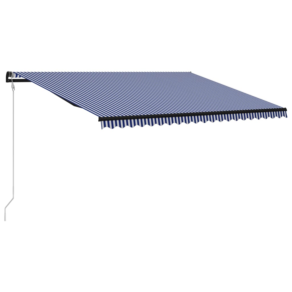 vidaXL Luifel uittrekbaar met windsensor en LED 500x300 cm blauw wit