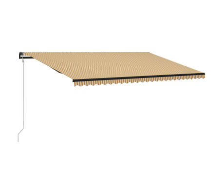 vidaXL Toldo retráctil sensor de viento LED amarillo blanco 600x300 cm