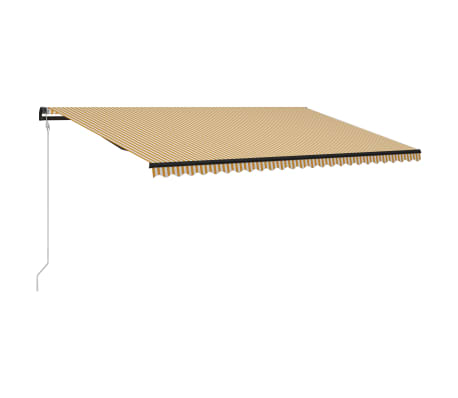 vidaXL Markizė su vėjo jutikliu ir LED, geltona ir balta, 600x300cm