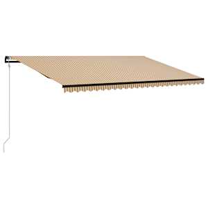 vidaXL Markizė su vėjo jutikliu ir LED, geltona ir balta, 600x300cm