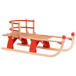 Skládací sněžné sáně s opěradlem 119 cm dřevěné - obrázek 1