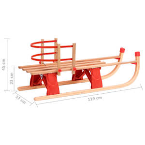 Skládací sněžné sáně s opěradlem 119 cm dřevěné - obrázek 9