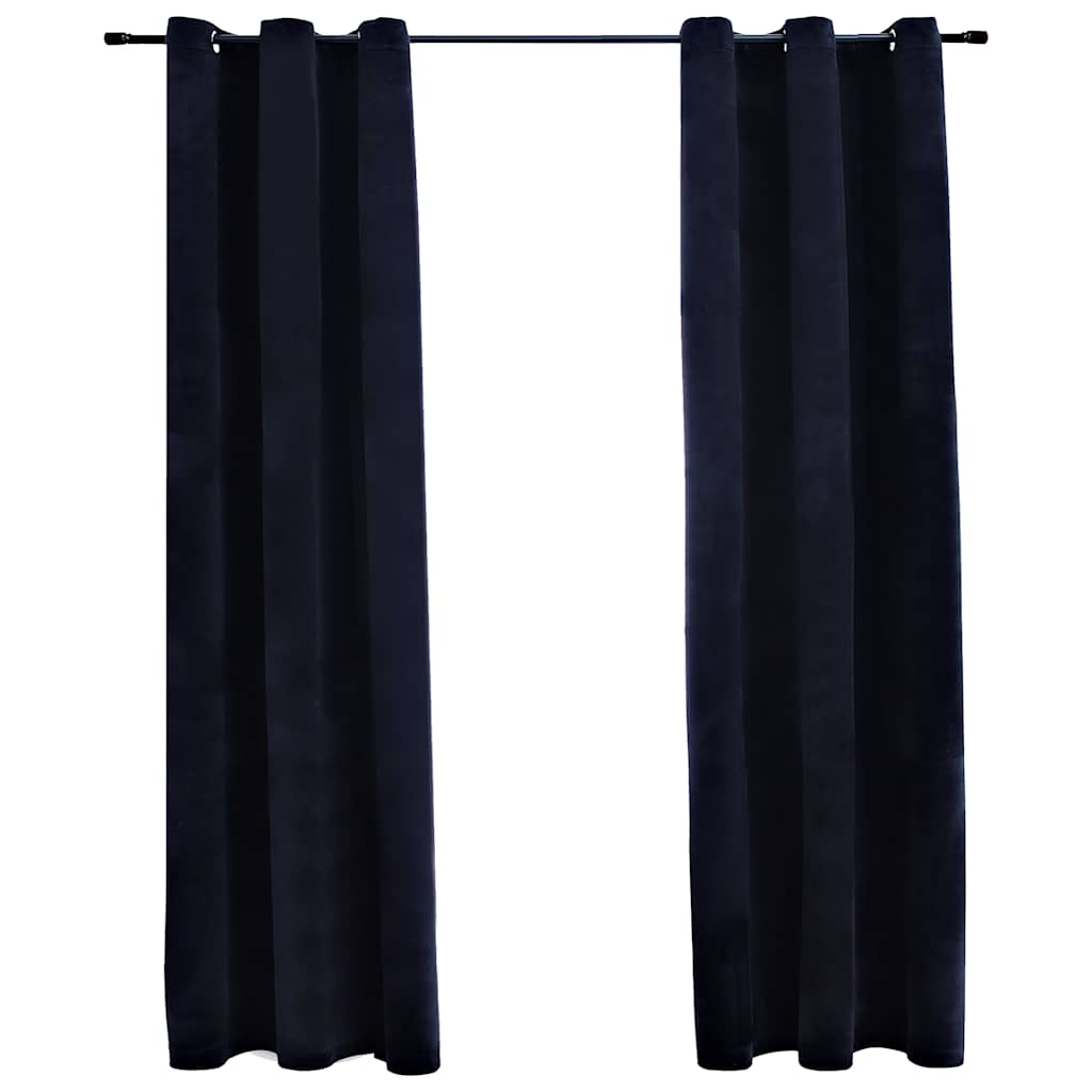 VidaXL Rideaux Occultants Et Anneaux 2 Pcs Noir 94x160 Cm Velours