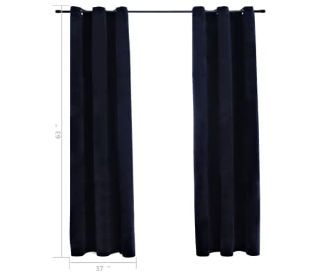Vidaxl Blackout Curtains With Rings 2, Black Velvet Blackout Curtains