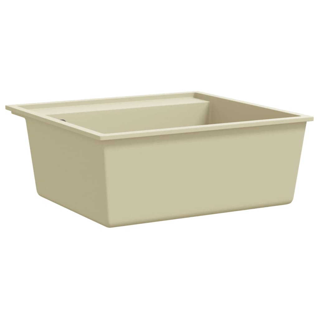 vidaXL Gootsteen met overloopgat graniet beige afbeelding