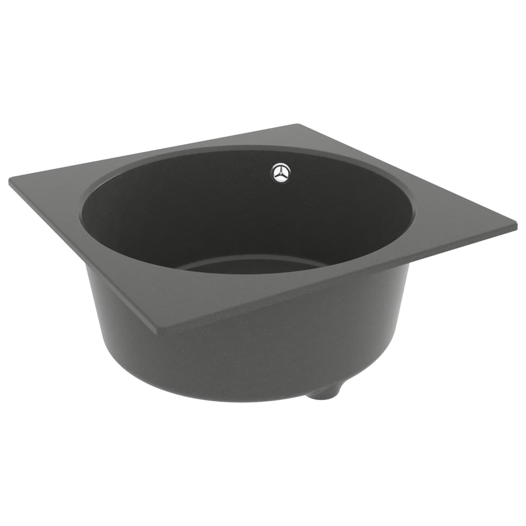 vidaXL Küchenspüle mit Überlauf Grau Granit