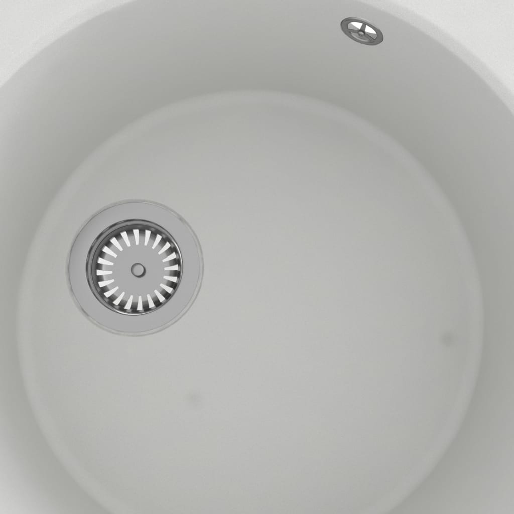 vidaXL Кухненска мивка с преливник, бяла, гранит