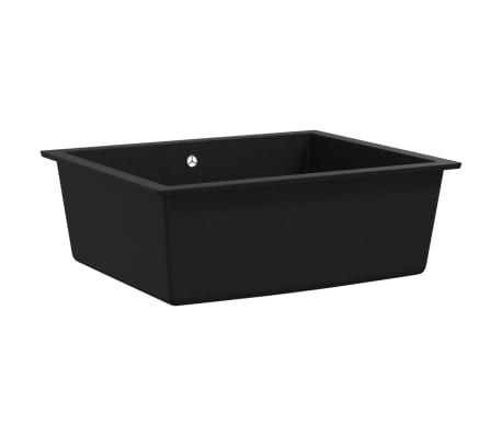 vidaXL Lava-lou&ccedil;a cozinha c/ orif&iacute;cio extravasamento granito preto