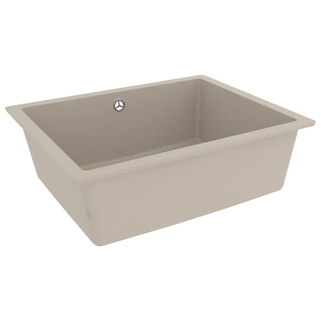 vidaXL Kitchen Sink with Overflow Hole Beige Granite