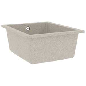 vidaXL Virtuvės plautuvė su anga nuo persipildymo, smėlio, granitas