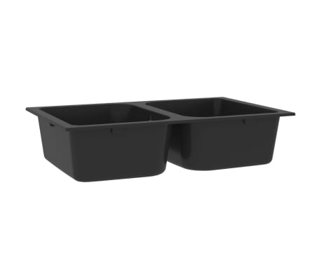 vidaXL Kitchen Sink Quartz and Resin 76 x 48 x 30 cm Black