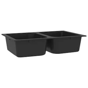 vidaXL Kitchen Sink Quartz and Resin 76 x 48 x 30 cm Black
