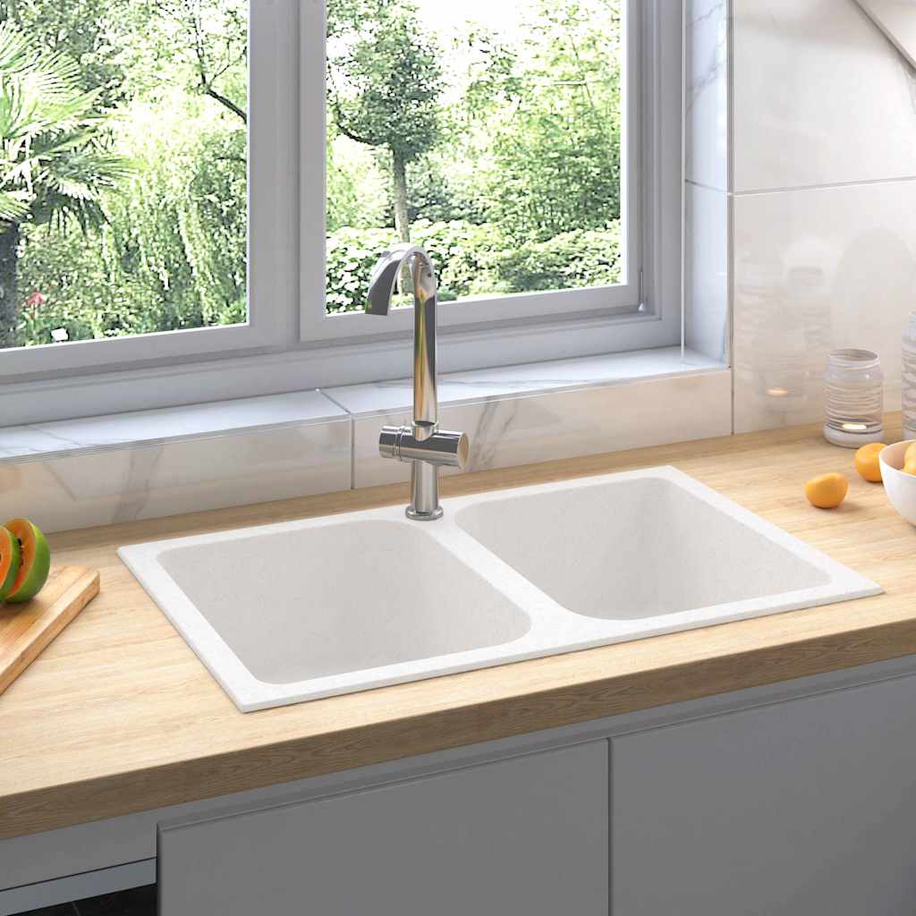 Køkkenvask Hvid 760x480x184 mm Granit